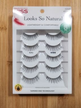 NEW 5 Pack KISS Sultry Lashes! Natural, Tapered, Lightweight, Black